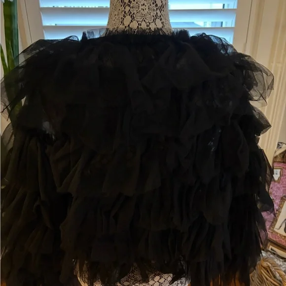 Black Ruffled Tulle Cardigan - Picture 3 of 6